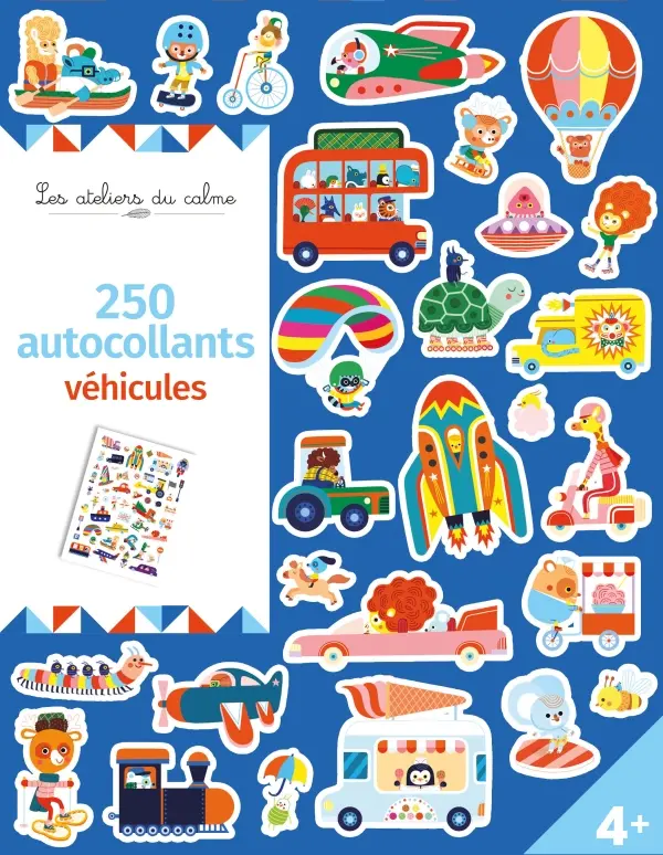 250 autocollants véhicules pour enfants - 5 planches
