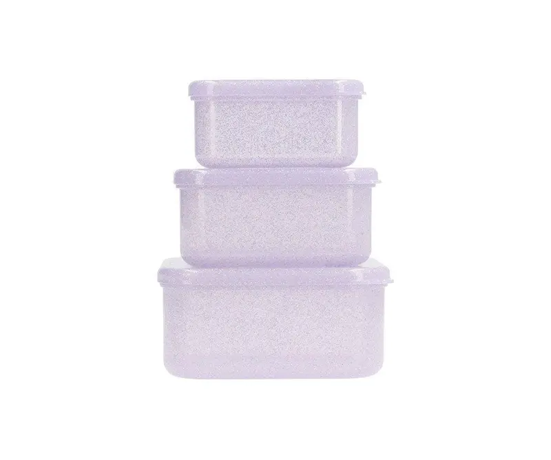 3 Boîtes à Déjeuner à Paillettes Lilas