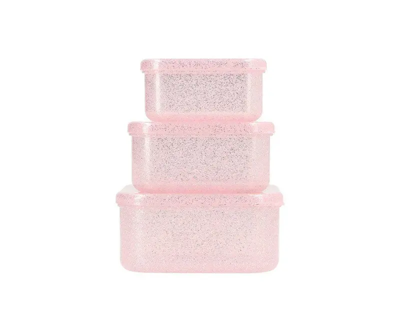 3 Boîtes à Déjeuner Rose Brillant à Paillettes