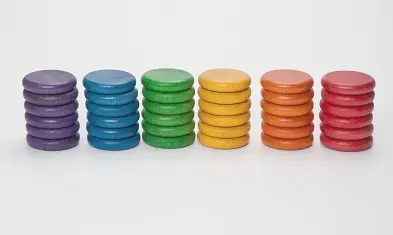 36 Pièces colorées 6 couleurs en bois Grapat