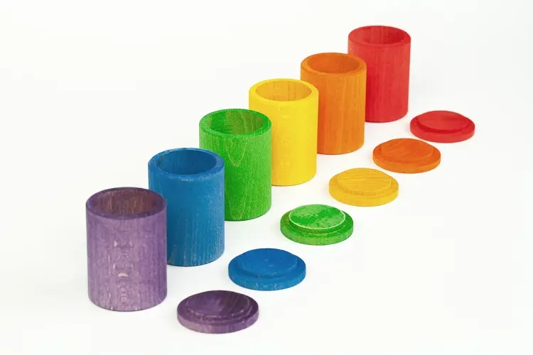 6 Bols colorés en bois avec couvercle Grapat