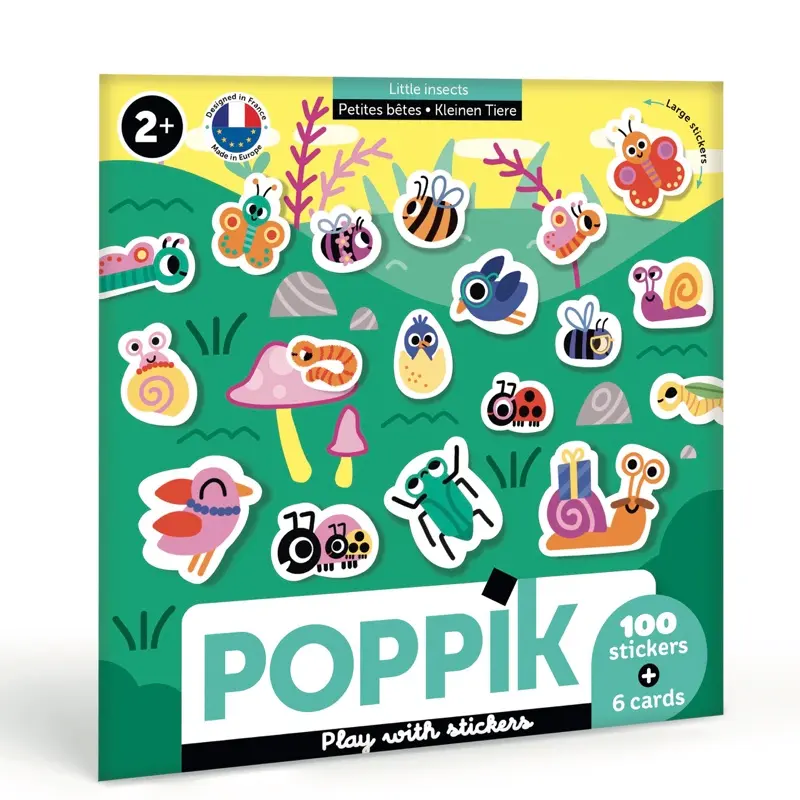 6 Cartes et 100 gommettes créatives Petits Insectes POPPIK
