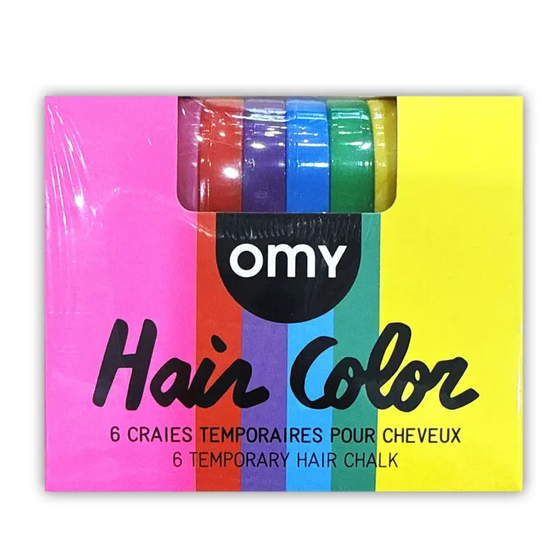 6 craies temporaires pour cheveux - Rainbow