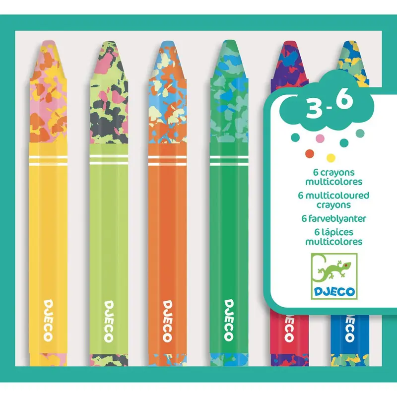 6 crayons multicolores