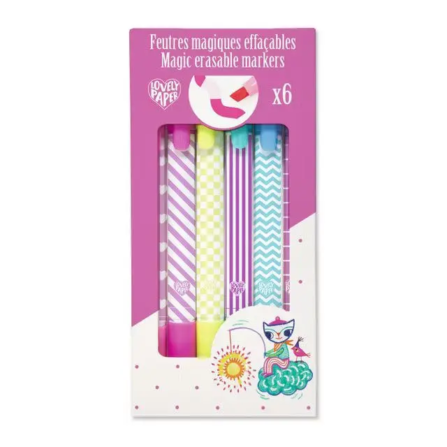 6 feutres magiques effaçables à double pointe enfants
