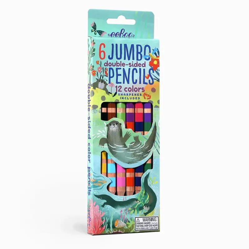 6 gros crayons de couleurs doubles-faces