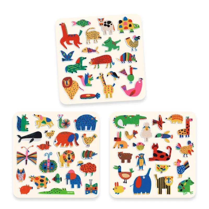 60 gommettes en feutrine - Des animaux partout !