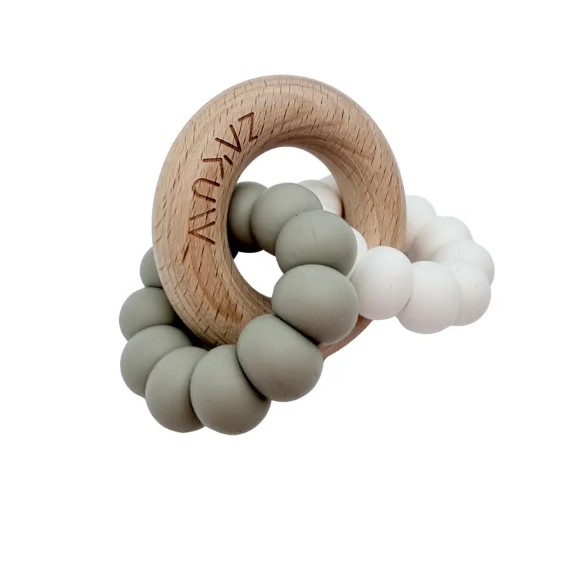 Anneau de dentition bébé beige et vert