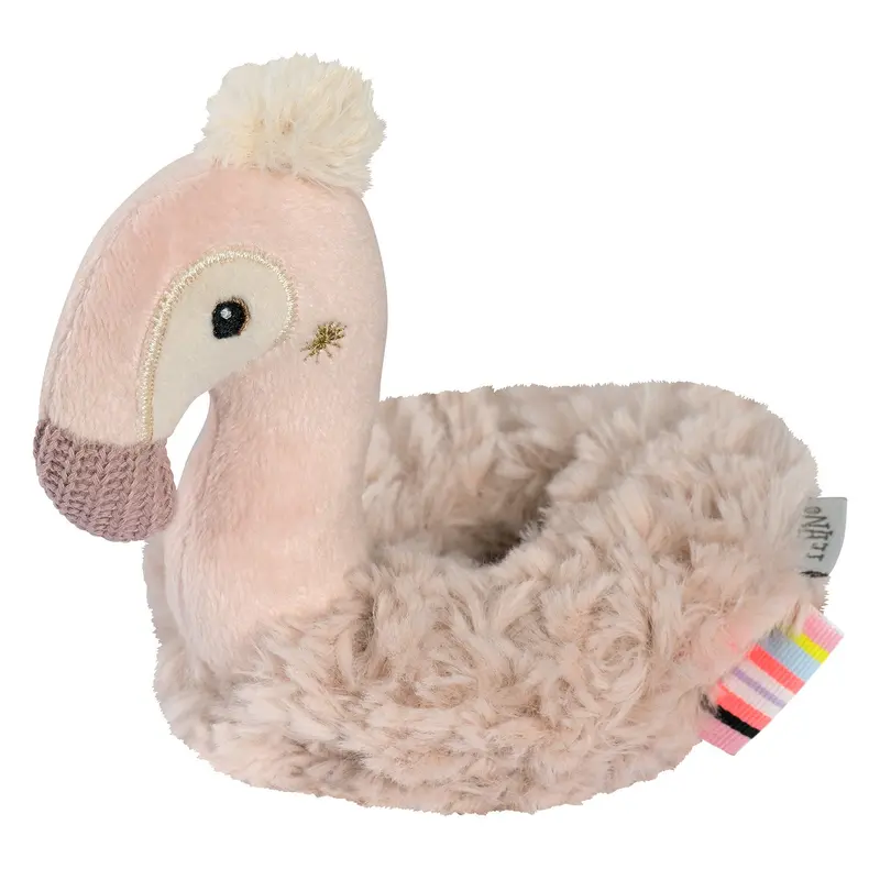 Anneau hochet flamant rose – 14 cm
