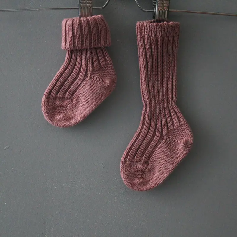Baby Wool Socks Chunky Knit - Dusky Rose - 0-9m