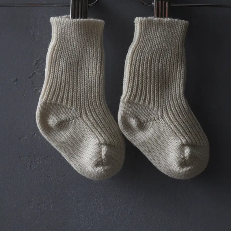 Baby Wool Socks Chunky Knit - Ecru - 0-18m