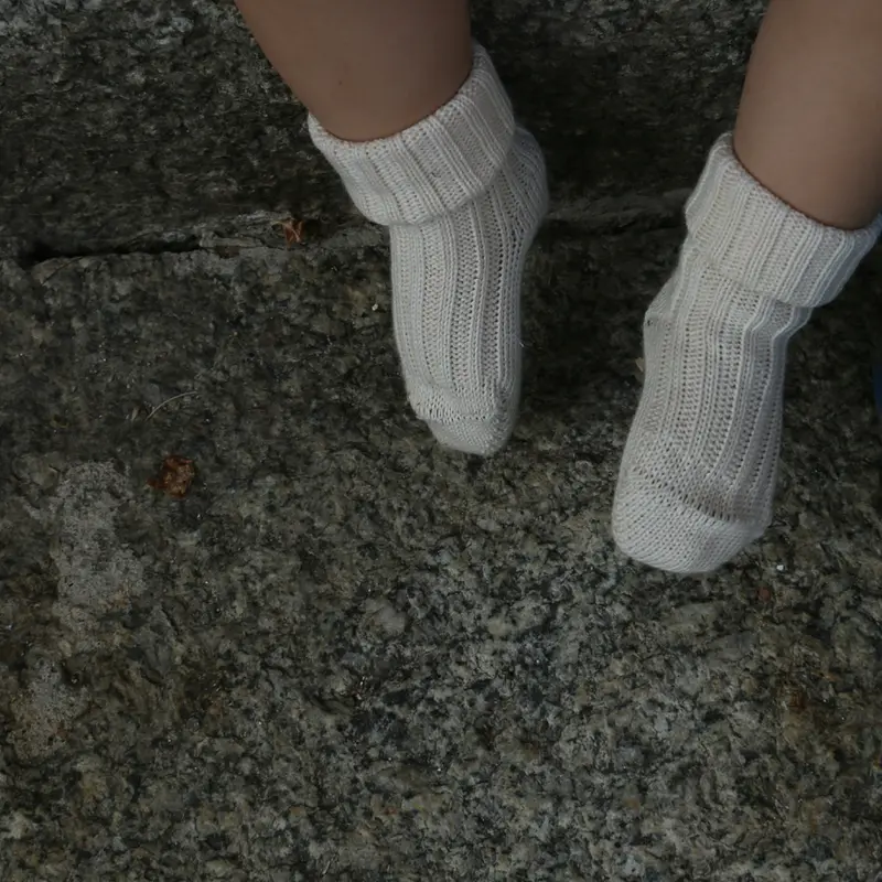 Baby Wool Socks Chunky Knit - Ecru - 6-9m ONLY