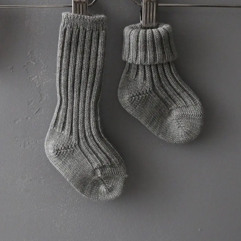 Baby Wool Socks Chunky Knit - Slate - 12-18m ONLY