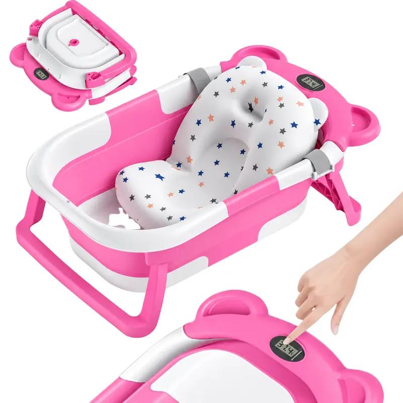 Baignoire bébé pliable avec coussin et thermomètre intégré