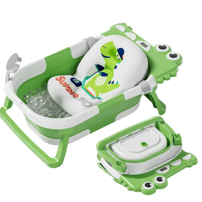 Baignoire bébé pliable Dino avec thermomètre et coussin inclus