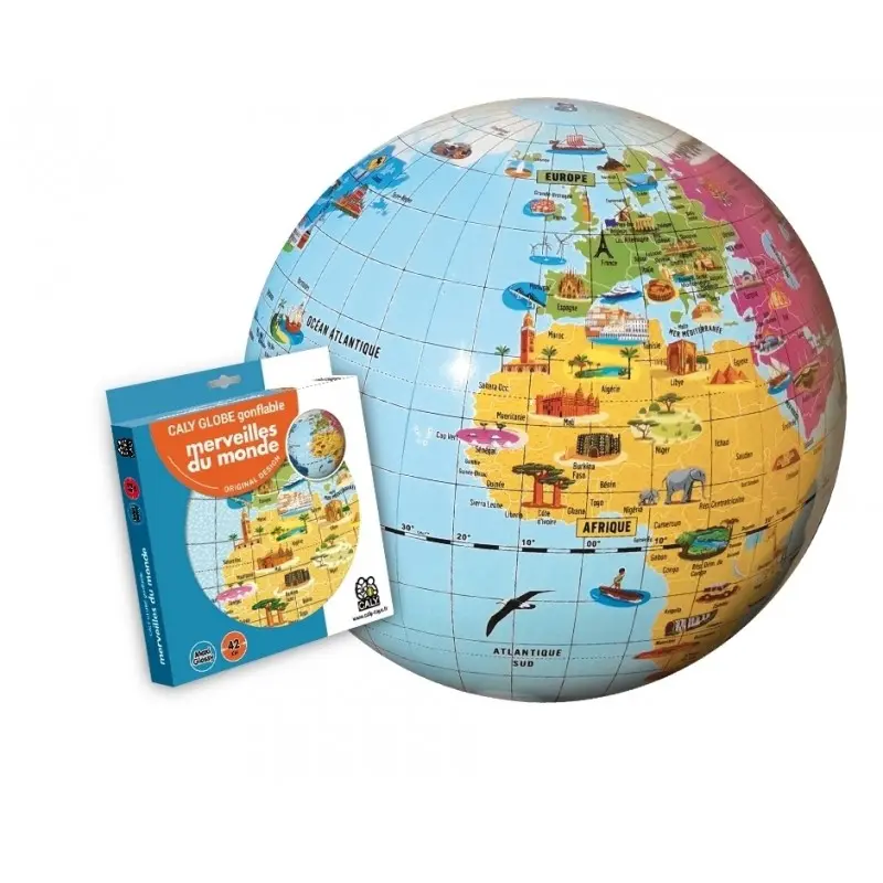 Ballon globe gonflable 42 cm - Merveilles du Monde