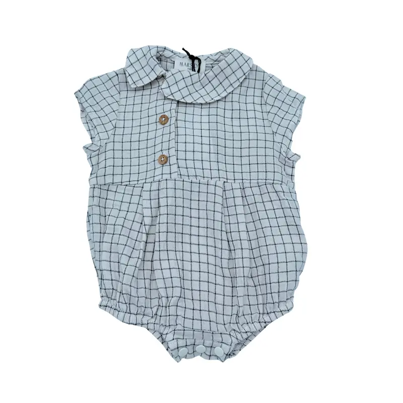 Barboteuse bébé à carreaux gris et blancs - 3 mois