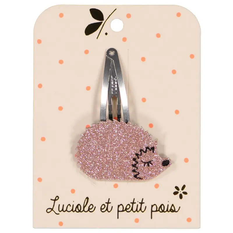 Barrette Hérisson Glitter Rose - Luciole et Petit Pois