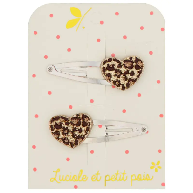 Barrettes Cœurs Léopard - Luciole et Petit Pois