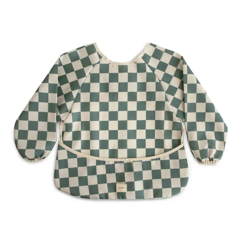 Bavoir à Manches Damier Vert - Mushie