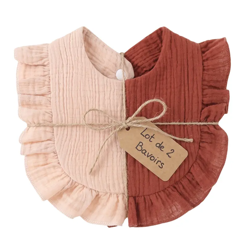 Bavoir Dentelle Bébé en Coton – Lot de 2