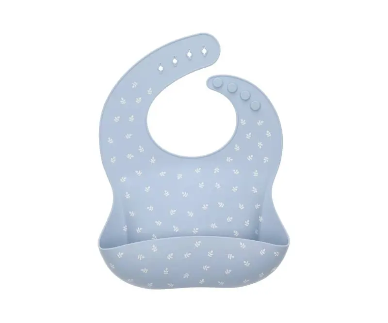 Bavoir en silicone Feuilles Bleues