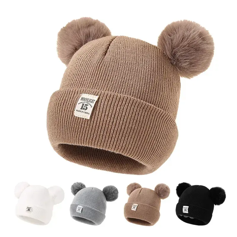 Bonnet Bébé Hiver à Double Pompons – Mixte 0-3 ans