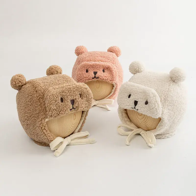 Bonnet Bébé Hiver Ourson à Liens – Mixte 0-12 mois