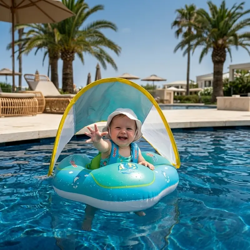 Bouée Bébé avec Pare-soleil et Harnais – Flotteur 3 mois-6 ans