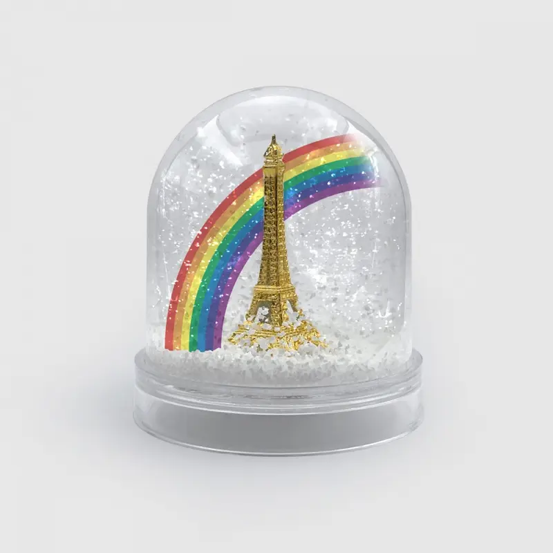 Boule à neige Tour Eiffel arc-en-ciel Paris