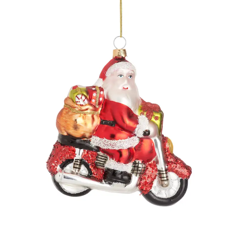 Boule de Noël - Père Noël sur une moto