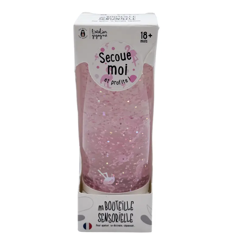 Bouteille sensorielle flamants roses