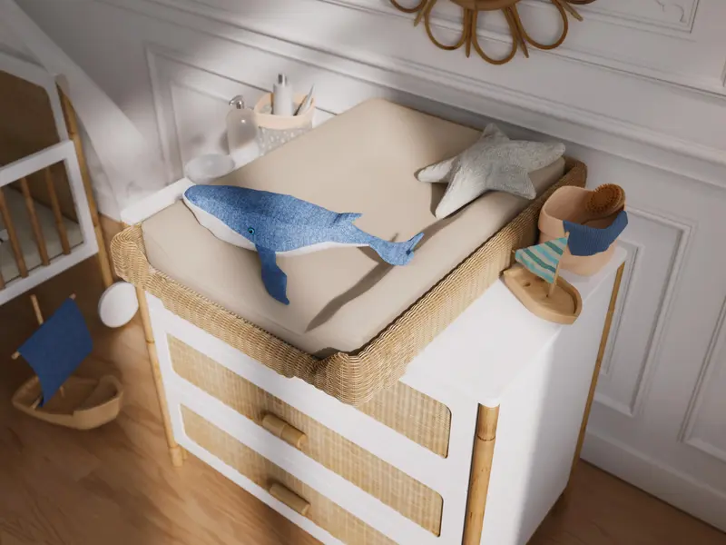Box à langer en rotin compatible avec Marélie, Marélia, Naïa, Nami, Océane et Océania.