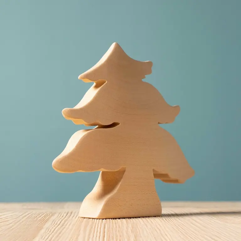 BumbuToys Grand sapin en bois naturel