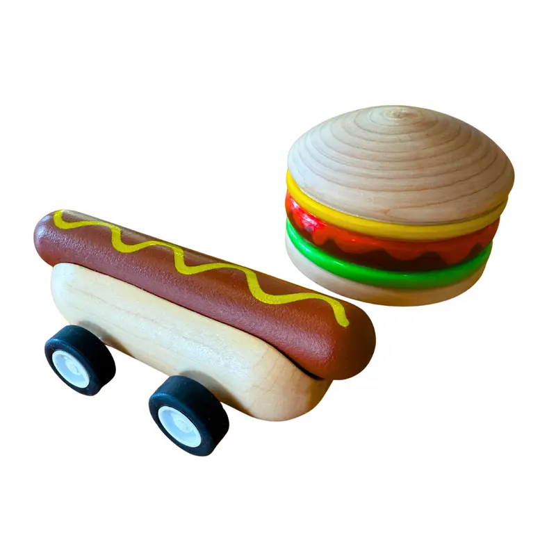 Burger et hot-dog en bois