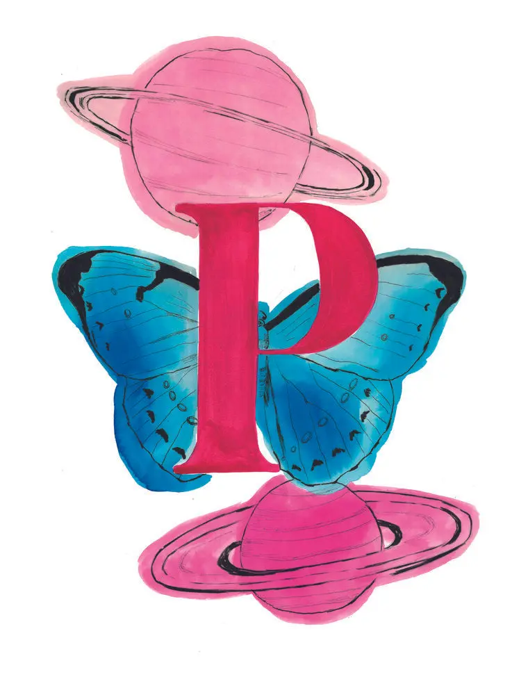 Cadre Lettre P - Alphabet Mary Clerté, inspiré d'Alice
