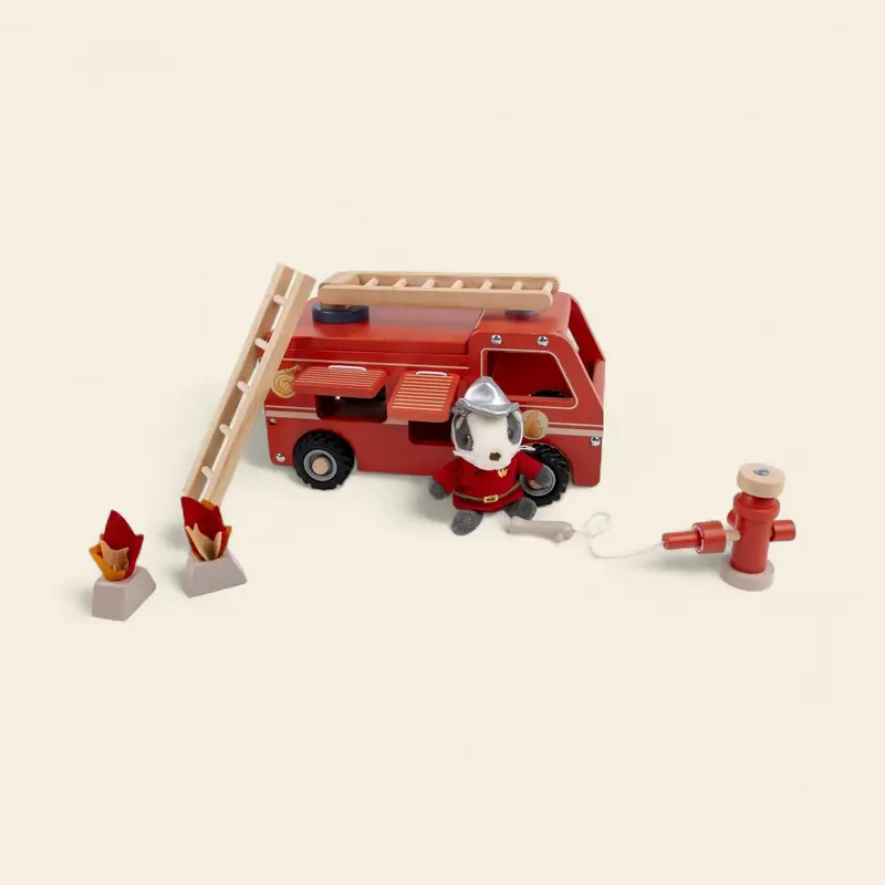 Camion de pompiers en bois - grand