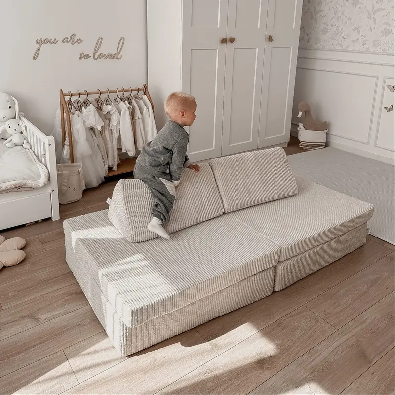 Canapé de jeu modulable Tobias 166cm en Corduroy à larges côtes | 4 pièces