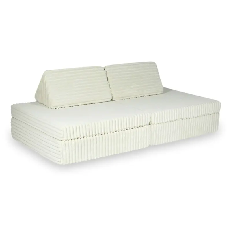 Canapé de jeu modulable Tobias 166cm en fourrure fine côtelé Churros | 4 pièces