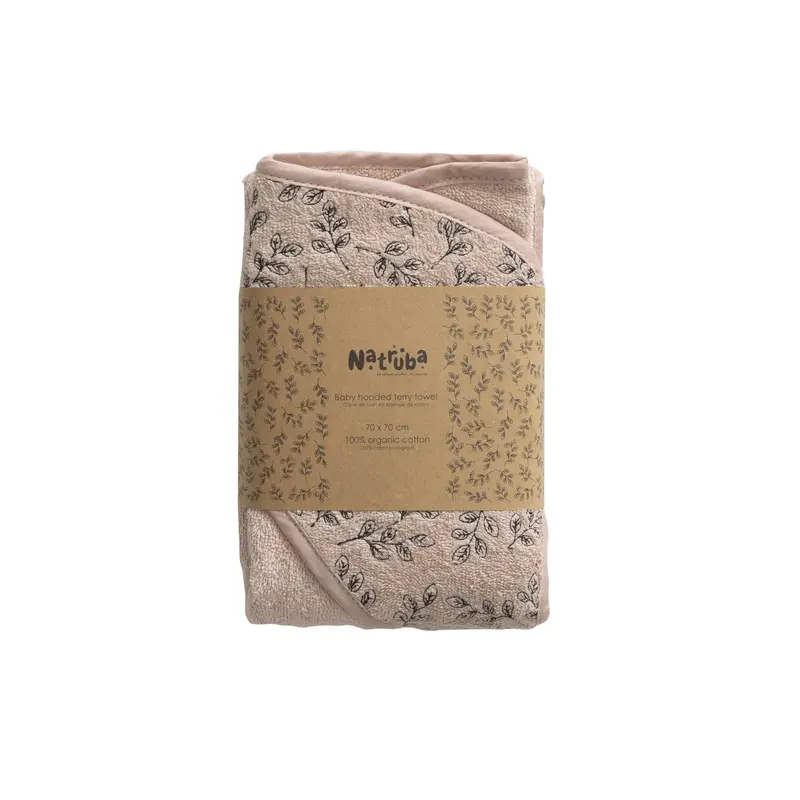 Cape de bain bébé en coton bio Poudre