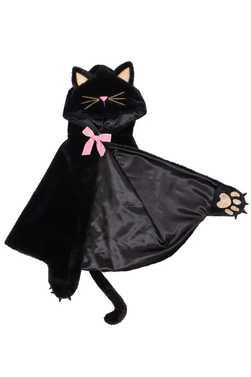 Cape de chat noir à capuche