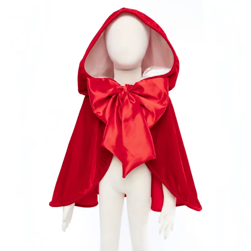 Cape Petit Chaperon Rouge en velours satin