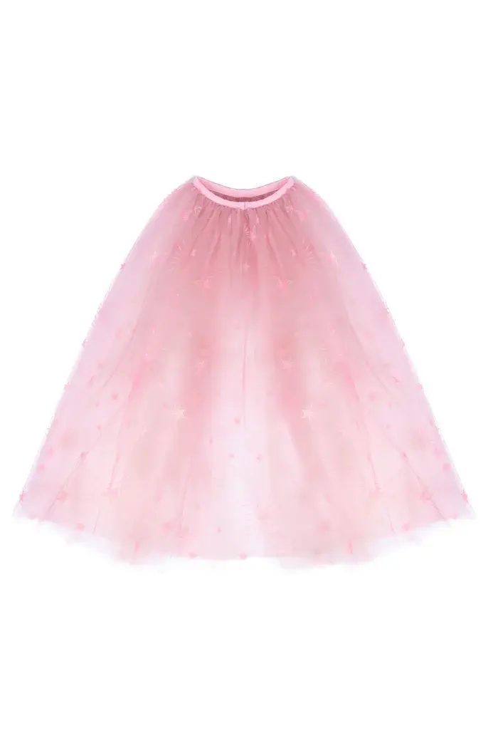 Cape princesse tulle rose à paillettes 4-6 ans