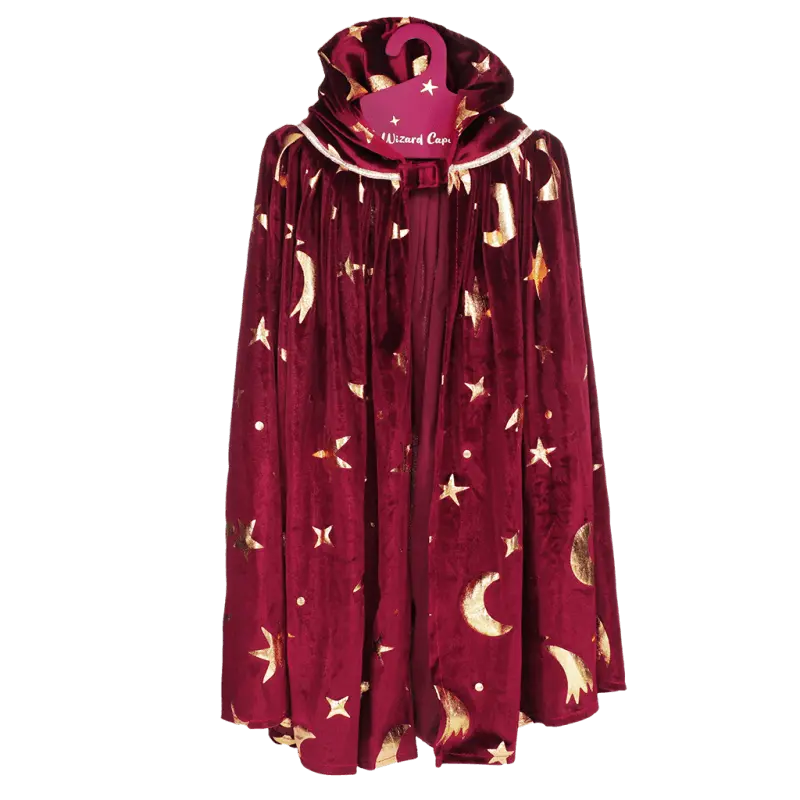 Cape sorcier enfant rouge à capuche - déguisement