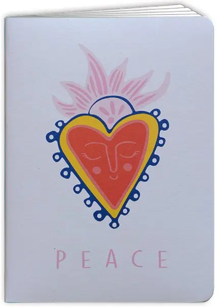Carnet A5 cœur rose clair peace