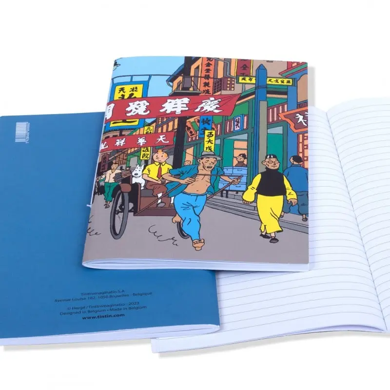 Carnet de notes Tintin Lotus Bleu pousse-pousse Milou