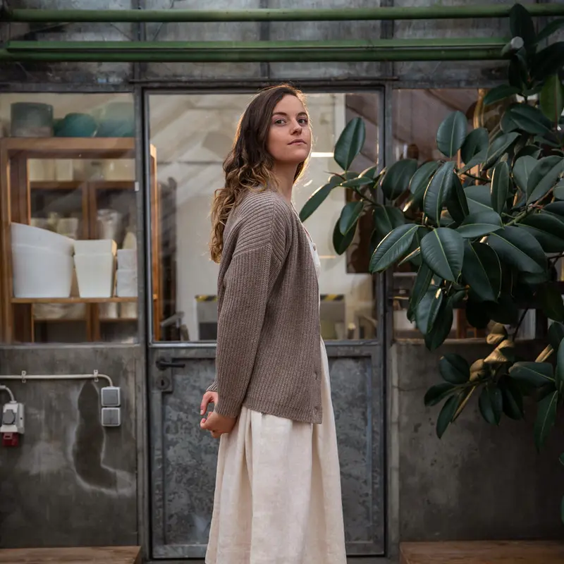 Cashmere Blend Recycled Alba Cardigan - Taupe - XS-M