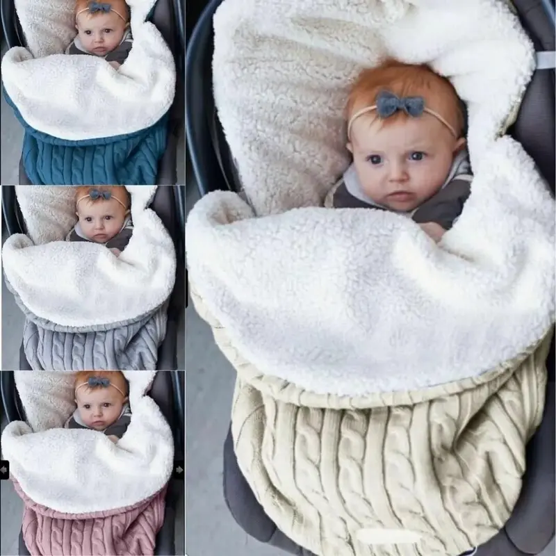 Chancelière Bébé Tricotée Doublée Polaire – Douce et Chaude 0-8 mois