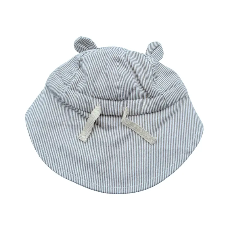Chapeau bébé rayé à oreilles « Petit Amour » - 3-6 mois