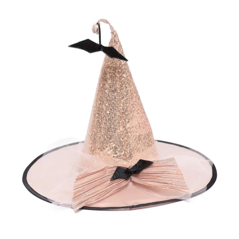 Chapeau de sorcière pailleté or rose